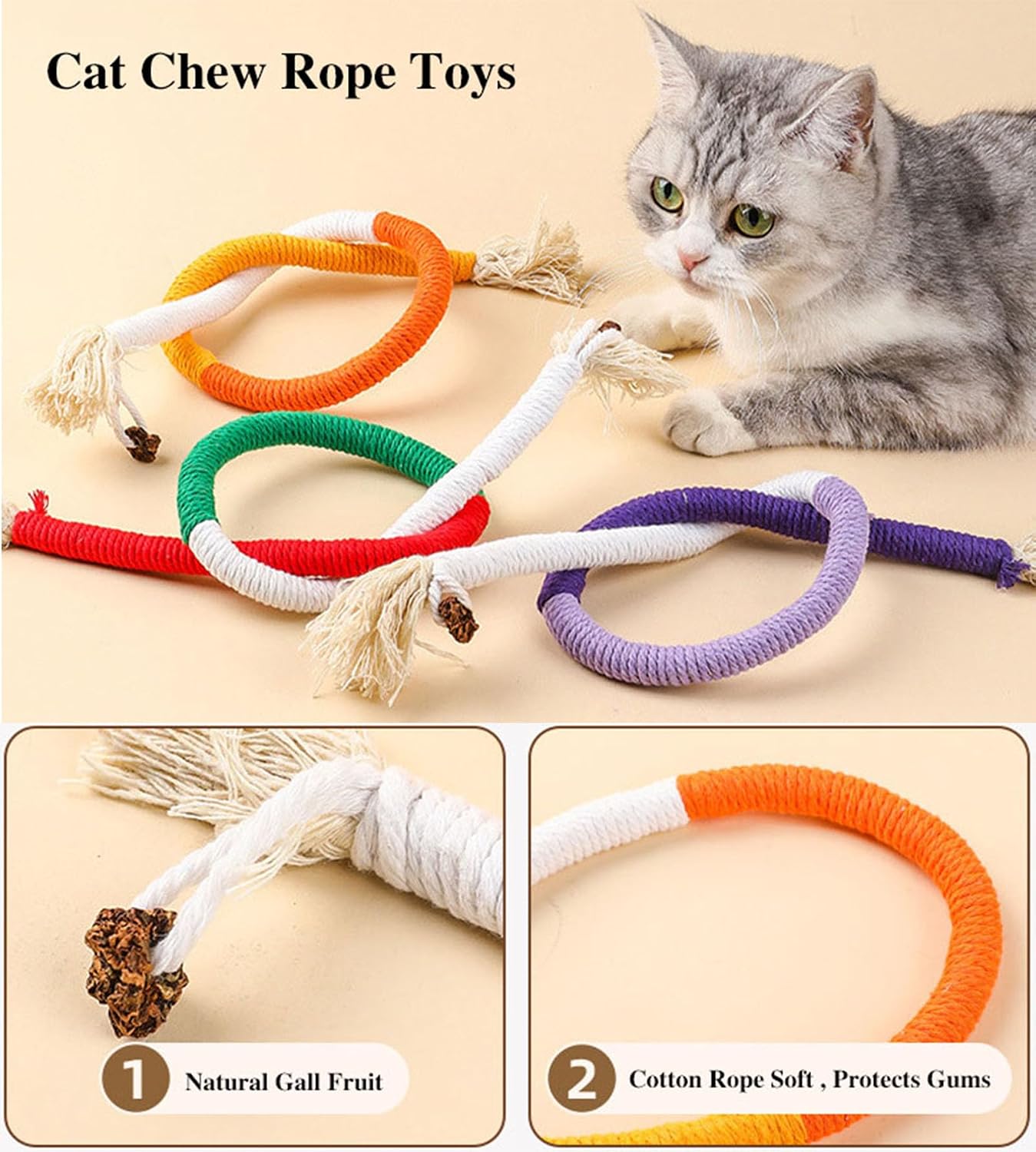Colorful Cat Chew Rope - Hình 2