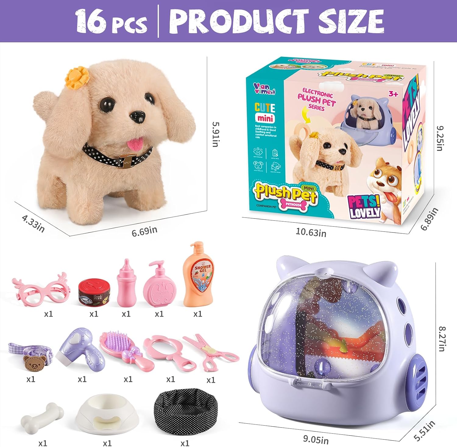 Interactive Plush Puppy Carrier Set - Hình 2